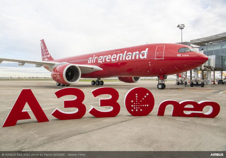 A330neo Air Greenland on ground with letters scaled