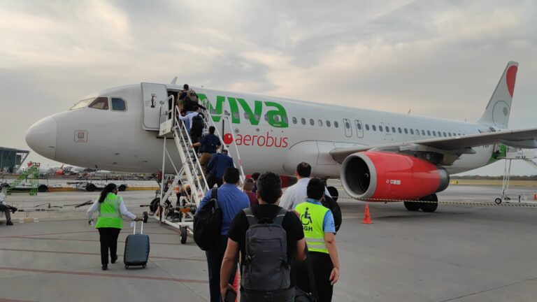 A Viva Aerobus aircraft parked in Monterrey Daniel Martinez Garbuno scaled