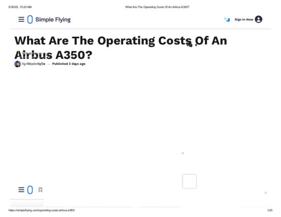 What Are The Operating Costs Of An Airbus A350_