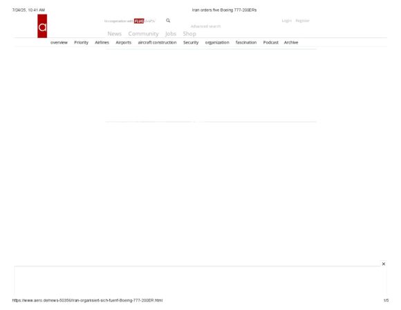 Iran orders five Boeing 777-200ERs