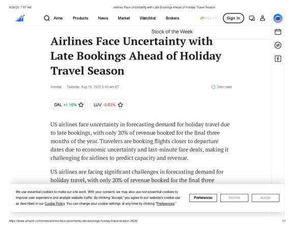 Airlines Face Uncertainty with Late Bookings Ahead of Holiday Travel Season | AirInsight Group LLC Airlines Face Uncertainty with Late Bookings Ahead of Holiday Travel Season