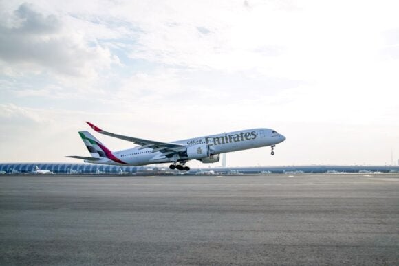Emirates Airbus A350 900 departing DXB |    Emirates Airbus A350 900 departing DXB
