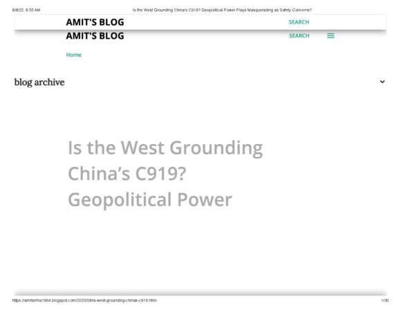 Is the West Grounding China’s C919_ Geopolitical Power Plays Masquerading as Safety Concerns_