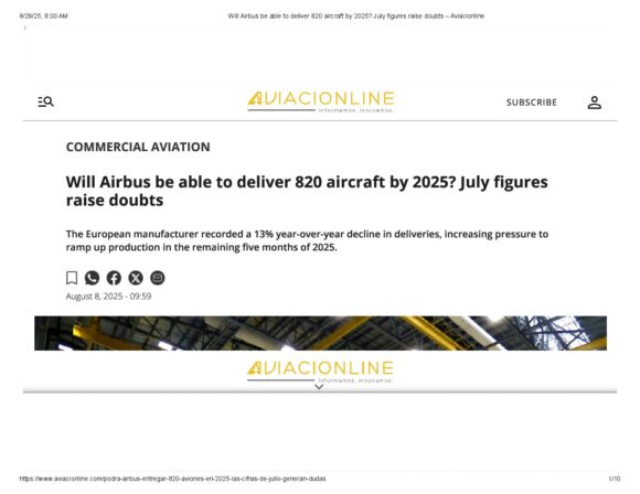 Will Airbus be able to deliver 820 aircraft by 2025_ July figures raise doubts – Aviacionline