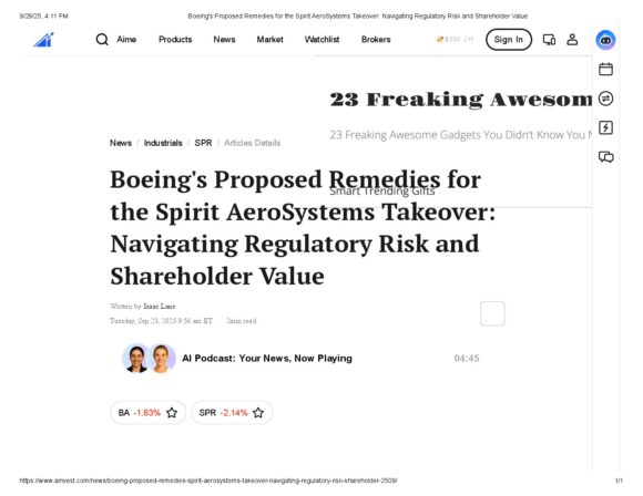 Boeing's Proposed Remedies for the Spirit AeroSystems Takeover_ Navigating Regulatory Risk and Shareholder Value