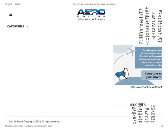 EU to OK Boeing–Spirit, Airbus Carve-Outs - Aero Online | AirInsight Group LLC EU to OK Boeing–Spirit, Airbus Carve-Outs - Aero Online