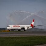 Austrian Airlines landing at Vienna Airport VIE