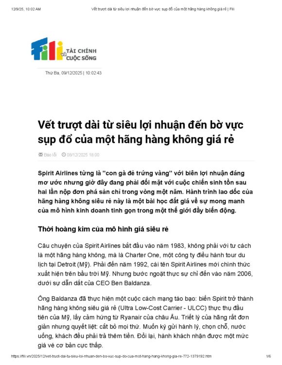 V?t tr??t dài t? siêu l?i nhu?n ??n b? v?c s?p ?? c?a m?t hãng hàng không giá r? _ Fili