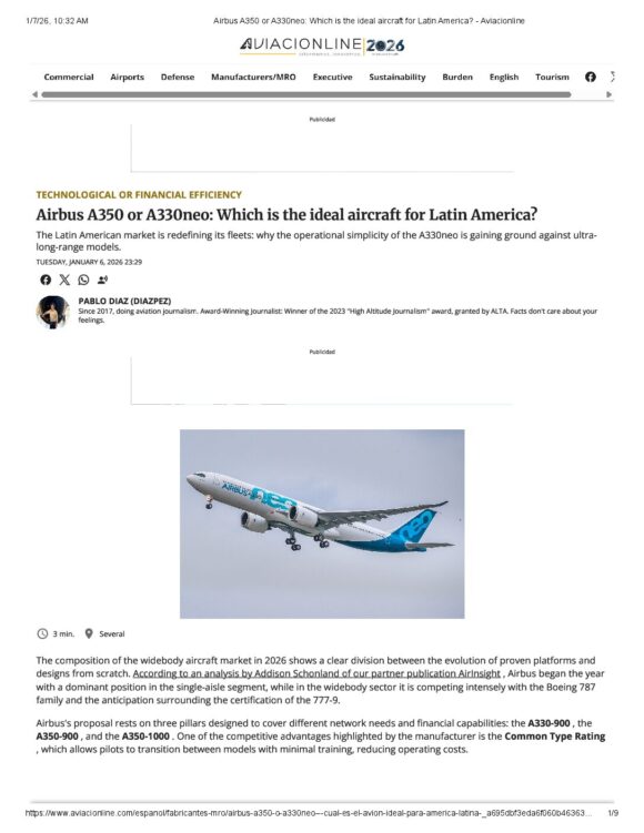 Airbus A350 or A330neo_ Which is the ideal aircraft for Latin America_ - Aviacionline