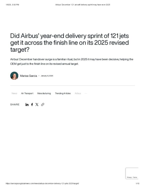 Airbus’ December 121 aircraft delivery sprint may have won 2025