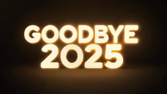 the text goodbye 2025 is glowing in the dark free video