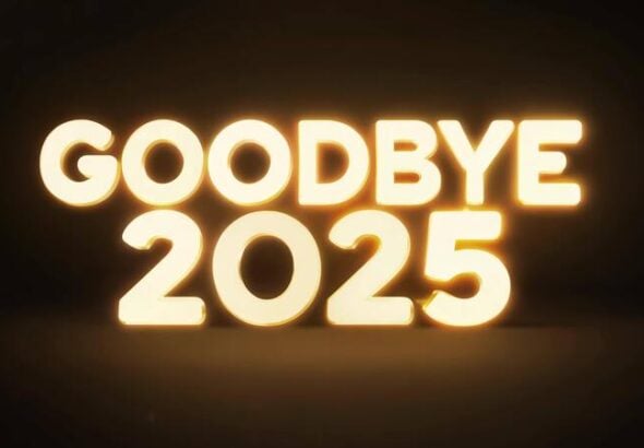 the text goodbye 2025 is glowing in the dark free video