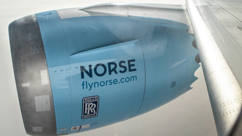 Norse Boeing 787 9 engine close up shot