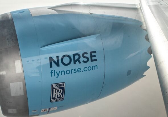 Norse Boeing 787 9 engine close up shot