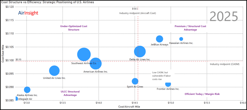 Cost Structure vs Efficiency: Strategic Positioning of U.S. Airlines