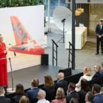 Qantas CEO announcing H1 FY26 results