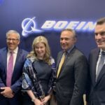 Boeing Brad McMullen, Stephanie Pope, Kelly Ortberg (2nd right) Farnborough 2026