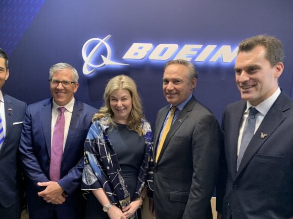 Boeing Brad McMullen, Stephanie Pope, Kelly Ortberg (2nd right) Farnborough 2026