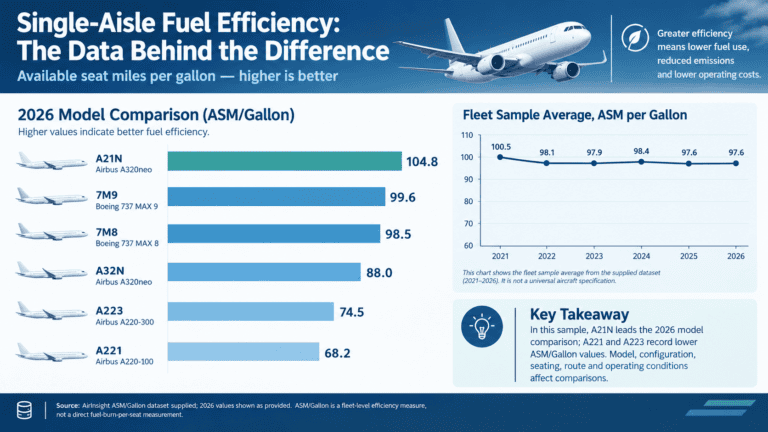 Single Aisle Fuel Efficiency Infographic